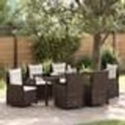 vidaXL Set de repas de jardin 7 pièces en poly rotin marron