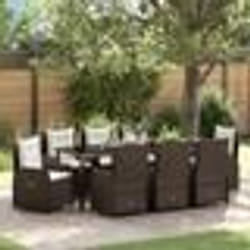 vidaXL Ensemble de salle à manger de jardin 9 pièces marron en poly rattan