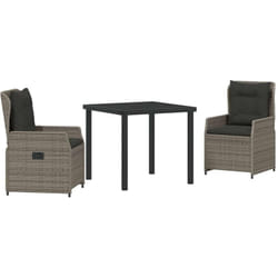 Ensemble De Salle À Manger Pour Jardin 3 Pcs Gris Polyrotin Vidaxl