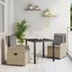 vidaXL Ensemble de jardin 3 pièces en poly rattan beige