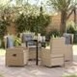 vidaXL Set de jardin 5 pièces Beige en poly rotin