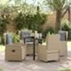 vidaXL Set de jardin 5 pièces Beige en poly rotin