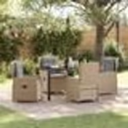 vidaXL Ensemble de jardin 5 pièces en poly rotin beige