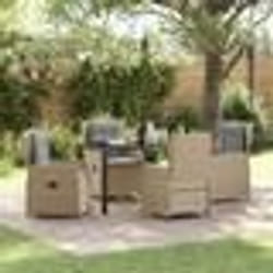 vidaXL Ensemble de jardin 5 pièces en poly rotin beige