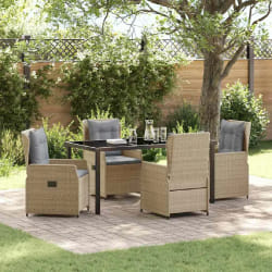 vidaXL Ensemble de salle à manger de jardin 5 pièces en rotin synthétique beige de