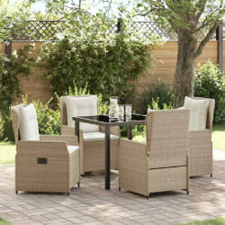 vidaXL Ensemble de salle à manger pour jardin 5 pcs Beige polyrotin