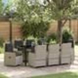 vidaXL Ensemble de jardin 9 pièces gris clair en polyrotin de