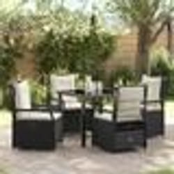 vidaXL Ensemble de repas de jardin - 5 pièces en poly rattan noir