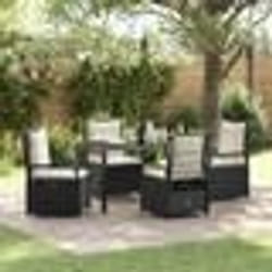 vidaXL Ensemble de salle à manger de jardin 5 pièces Noir en poly rattan