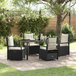 vidaXL Set de jardin de 5 pièces en rotin noir