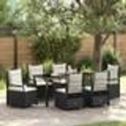 vidaXL Ensemble de salle à manger de jardin 7 pièces en poly rattan noir