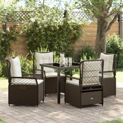 vidaXL Ensemble de jardin 5 pièces en poly rotin Marron