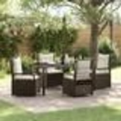 vidaXL Ensemble de salle à manger de jardin , 5 pièces en poly rotin marron.
