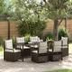 vidaXL Ensemble de salle à manger de jardin 7 pièces - Marron Poly Rattan