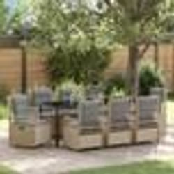 vidaXL Set de dîner de jardin 9 pièces Beige en poly rotin