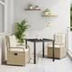 vidaXL Ensemble de dinette de jardin 3 pièces en rotin synthétique beige