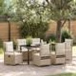 vidaXL Ensemble de salle à manger de jardin 7 pièces beige en poly rattan.