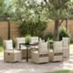 vidaXL Ensemble de salle à manger de jardin 7 pièces beige en poly rattan.