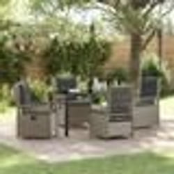 vidaXL Ensemble de salle à manger de jardin 5 pièces , Gris clair en poly rattan.
