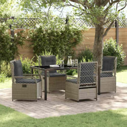 vidaXL Set de dîner de jardin 5 pièces en poly rotin gris clair