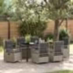 vidaXL Ensemble de repas de jardin 7 pièces gris clair en poly rotin