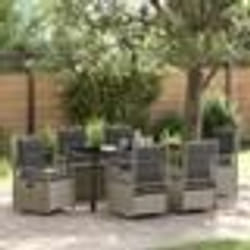 vidaXL Ensemble de repas de jardin 7 pièces gris clair en poly rotin