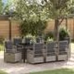 vidaXL Ensemble de salle à manger de jardin 9 pièces en gris clair en poly rattan.