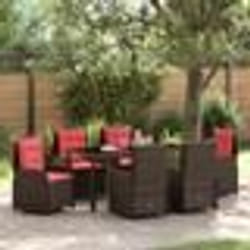 vidaXL Ensemble de Salle à Manger de Jardin 7 Pièces Marron en Rattan Synthétique