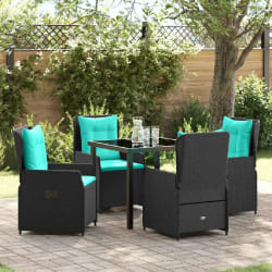 vidaXL Ensemble de salle à manger pour jardin 5 pcs Noir Poly rotin