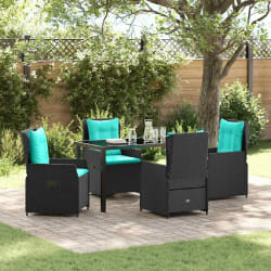 vidaXL Ensemble de salle à manger pour jardin 5 pcs Noir Poly rotin