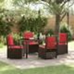 vidaXL Ensemble de salle à manger de jardin 5 pièces Marron en poly rattan