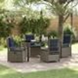 vidaXL Set de salle à manger de jardin 5 pièces en rattan poly gris