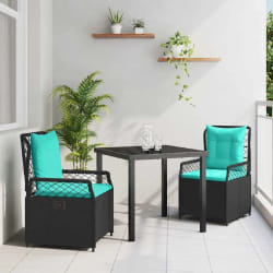 vidaXL Ensemble de salle à manger pour jardin 3 pcs Noir polyrotin