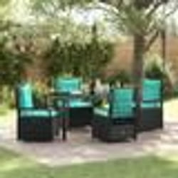 vidaXL Set de salle à manger de jardin 5 pièces noir en poly rattan.