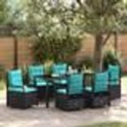 vidaXL Ensemble de salle à manger de jardin de 7 pièces en poly rotin noir