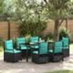vidaXL Ensemble de salle à manger de jardin de 7 pièces en poly rotin noir