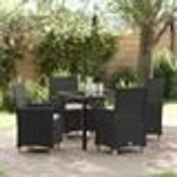 vidaXL Ensemble de salle à manger de jardin 5 pièces avec coussins en poly rotin noir.