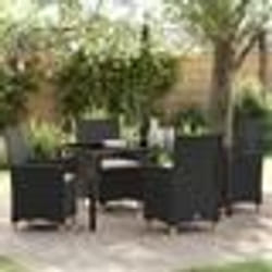 vidaXL Ensemble de jardin 5 pièces avec coussins en poly rattan noir