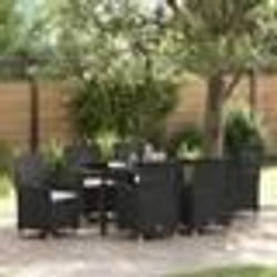 vidaXL Ensemble de jardin avec 7 pièces et coussins - Noir - Poly rotin