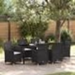 vidaXL Ensemble de salle à manger de jardin 7 pièces avec coussins - Poly rattan noir