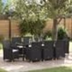 vidaXL Ensemble de salle à manger de jardin de 9 pièces avec des coussins en poly rattan noir