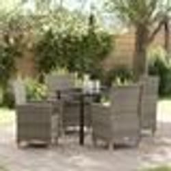 vidaXL Set de jardin 5 pièces avec coussins en rattan gris