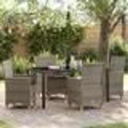 vidaXL Ensemble de jardin 5 pièces avec coussins, gris, en rotin synthétique.