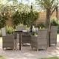 vidaXL Ensemble de salle à manger de jardin 5 pièces avec coussins en poly rotin gris