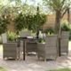 vidaXL Ensemble de salle à manger de jardin 5 pièces avec coussins en poly rotin gris