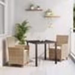 vidaXL Ensemble de jardin 3 pièces avec coussins, beige, en poly rattan