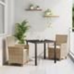 vidaXL Ensemble de jardin 3 pièces avec coussins, beige, en poly rattan