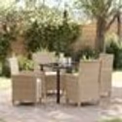 vidaXL Ensemble de salle à manger de jardin de 5 pièces avec coussins beige en poly rattan.