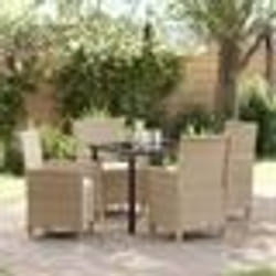 vidaXL Ensemble de salle à manger de jardin de 5 pièces avec coussins beige en poly rattan.