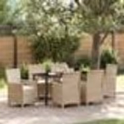 vidaXL Ensemble de jardin 7 pièces avec coussins en rattan poly beige